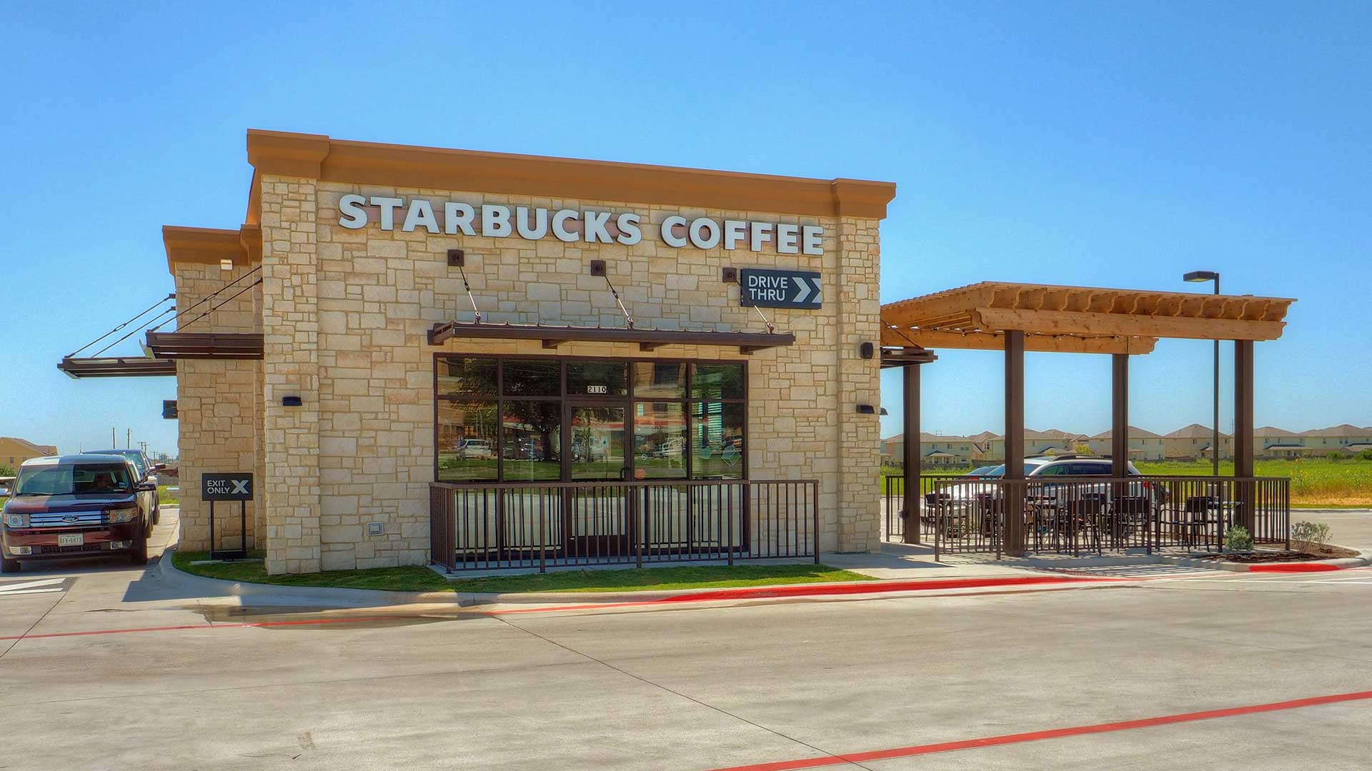 The Starbucks location in Killeen represents EBCO's work with premium coffee retailers, delivering quality construction that supports the Starbucks brand experience.